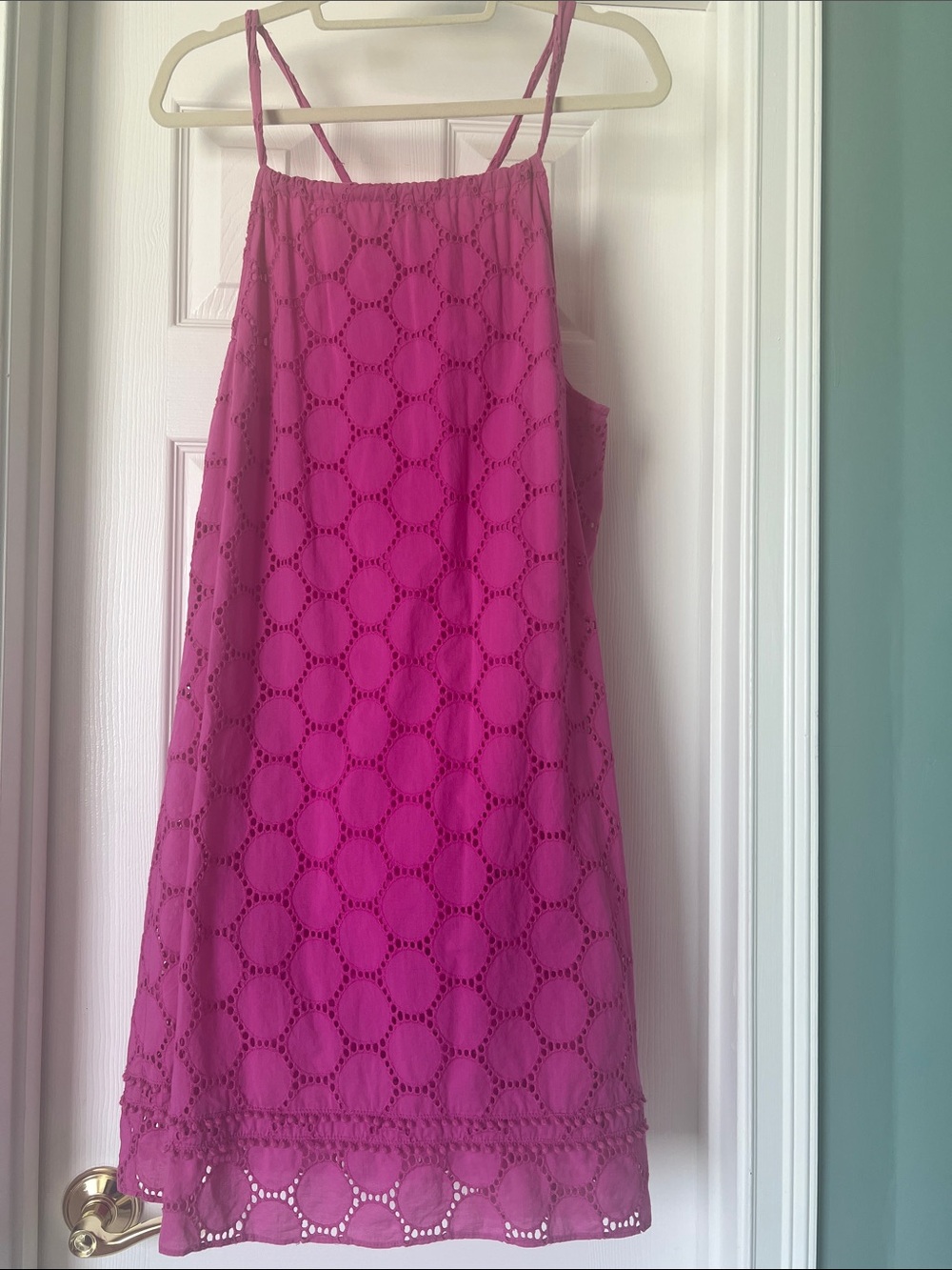 crown & ivy Magenta Eyelet Mini Dress
